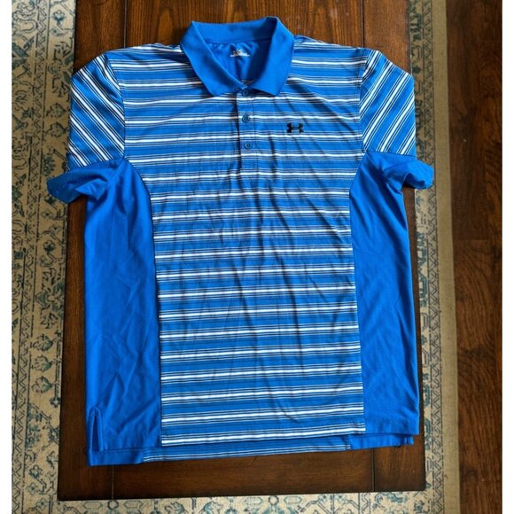 Under Armour Other - Under Armour Blue & White Striped Activewear Polo Shirt Men's XXL Golf Casual